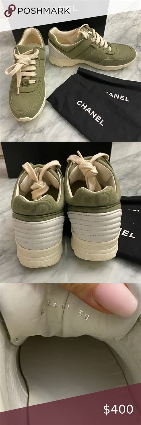 olive green chanel sneakers|Chanel style sneakers.